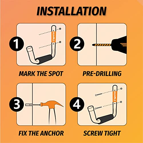 HUHOLE 4 Pack 9.8 Inch Jumbo Garage Storage Hooks - size: 9.8" Ladder Hanger