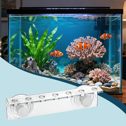 Aquarium Coral Holder Acrylic Rack Double Suction Cups Enhanced Suction Cups Transparent Bracket Suitable for Fishing Tanks Aquariums, 7 Holes