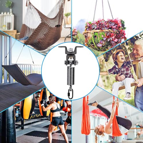 BeneLabel Heavy Bag Ceiling Mount with Spring & Chains 360° Rotation Punching Bag Ceiling Hanger with Bearings Boxing Bags Holder Hardware with 2 Wood Screws and 2 Expansion Screws - color: Hanger with Straight Spring (275 LBs Capacity)