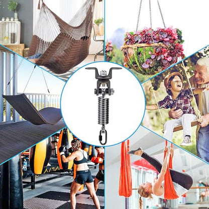 BeneLabel Heavy Bag Ceiling Mount with Spring & Chains 360° Rotation Punching Bag Ceiling Hanger with Bearings Boxing Bags Holder Hardware with 2 Wood Screws and 2 Expansion Screws - color: Hanger with Straight Spring (275 LBs Capacity)