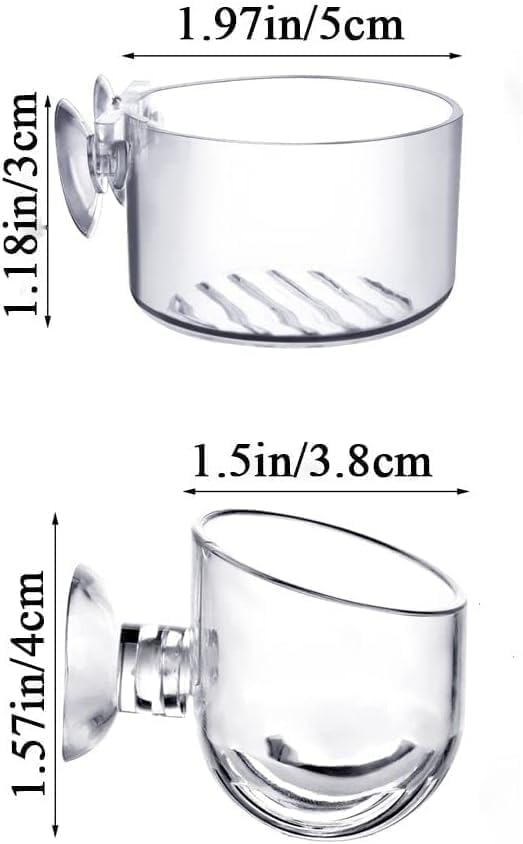 2Pcs Aquarium Plant Pot Set, Glass Fish Tank Plants Holder Aquarium Planter, Decoration Plants Cup with Suction Cups