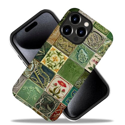 Compatible with iPhone 14 Pro Max,Durable & Shockproof Phone Case Cover Design - Collage Tiles Vines Snails Nature - color: Collage Tiles Vines Snails Nature, size: iPhone 14 Pro Max