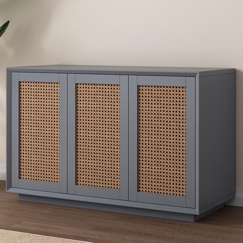 Aquarium Stand, Multi-Functional Retro Fish Tank Stand with Rattan Cabinet Door, Ideal for Living Rooms, Balconies, and Home Offices