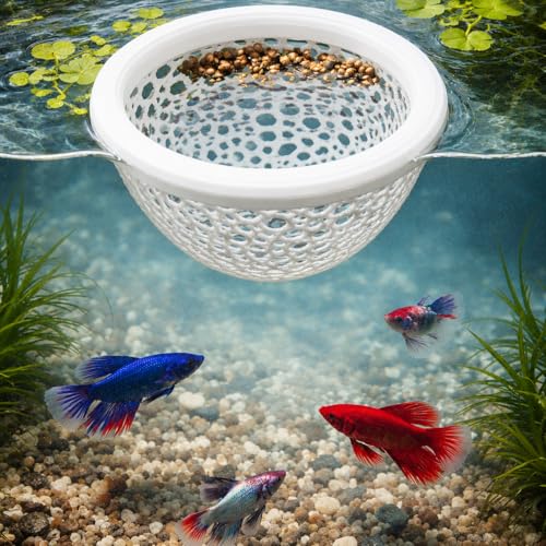 Floating Betta Fish Shrimp, Betta or Shrimp Feeder, Cave Hammock, Small Fish Feeding Rings, Aquarium Hiding Feeding Decorative Accessories Panda Prints Shrimp Dome (White)