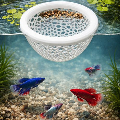 Floating Betta Fish Shrimp, Betta or Shrimp Feeder, Cave Hammock, Small Fish Feeding Rings, Aquarium Hiding Feeding Decorative Accessories Panda Prints Shrimp Dome (White)