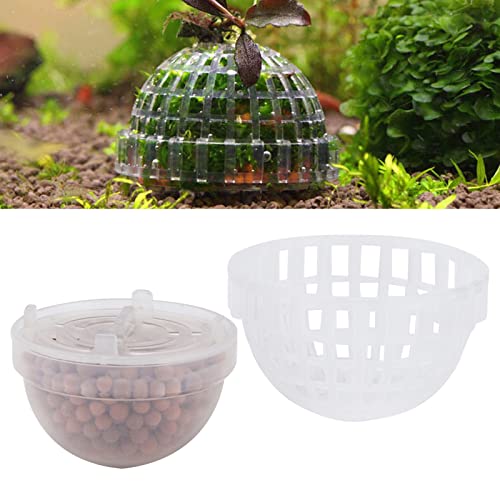 Aquarium Moss Ball Holder Submerged Plastic Fish Tank Moss Minerals Ball Holder for Shrimps to Hide and Breed Transparent Plastic Material Size 5x3.5cm