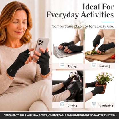 Vive Arthritis Gloves - Men, Women Rheumatoid Compression Hand Glove - color: Black, size: Small