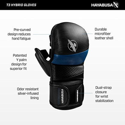 Hayabusa T3 MMA Sparring Gloves | Boxing Gloves, 7oz Gloves, Muay Thai Gloves, Kickboxing Gloves, Fight Gloves Men and Women, Training, Sparring - color: Black, size: Large
