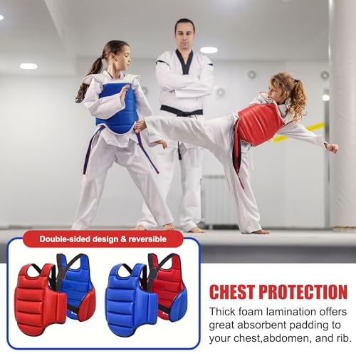 Boxing Body Protector, Reversible Chest Protector, Adjustable Taekwondo Sparring Gear, Sponge Boxing Training Equipment 160-180cm|Chest Rib Guards - color: Black & White