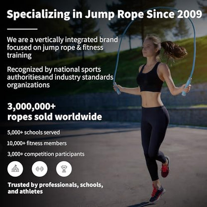 YUEDONG 7mm Thick PVC Jump Rope with Ball Bearings for Men and Women | 7mm thick PVC rope, ball bearings, ergonomic anti-slip grip, adjustable length, for cardio, fat burning and home workouts - color: BLUE