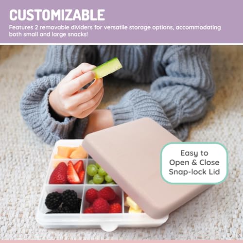melii Snackle Box – Divided Snack Container, Food Storage for Kids, Removable Dividers, Arts & Crafts, Beads, BPA-Free – 9 Compartments - Oatmilk