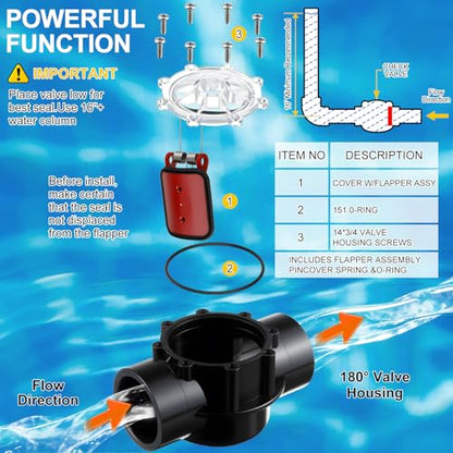 Dreyoo 2 PACK Pool Check Valve Compatible with Jandy 1-1/2-Inch to 2-Inch Check Valve, 180-degree Regulator Positive Seal & Non Lube Pump Flow Regulator for Swimming Pools and Spas - size: 1-1/2-Inch to 2-Inch