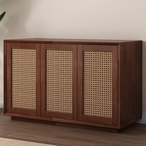 Aquarium Stand, Multi-Functional Retro Fish Tank Stand with Rattan Cabinet Door, Ideal for Living Rooms, Balconies, and Home Offices