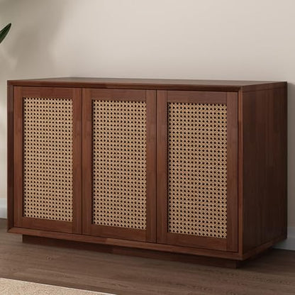 Aquarium Stand, Multi-Functional Retro Fish Tank Stand with Rattan Cabinet Door, Ideal for Living Rooms, Balconies, and Home Offices