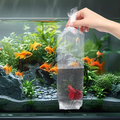 50pcs Thickened Plastic Fish Transport Bags 6x34cm Leakproof Live Aquarium Fish Shipping Packaging Pouches for Betta Guppy Transport
