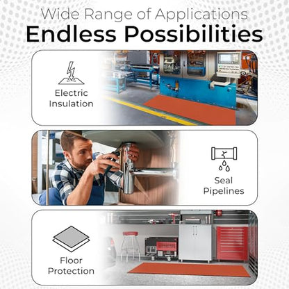 Exactly Rubber - Commercial Grade Silicone Sheet, 60A Durometer Silicone Mat, -80 to 450°F Temperature Resistant Rubber Mat, Rubber Sheet with 350% Elongation, Made in The USA, 1/16 x 9" x 12", Red