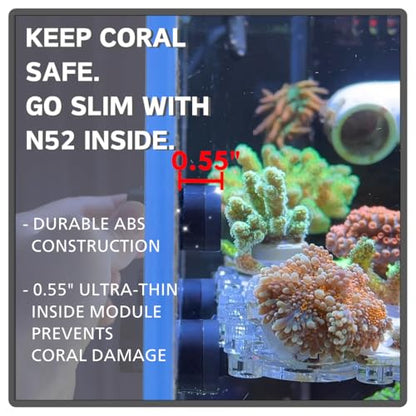 Magnetic Aquarium Cleaner, N52 Strong Magnet Algae Scraper for Fish Tank Glass, Ultra-Thin 0.55" Coral Safe, Fits 0.6" Glass 120 Gallon, Freshwater Marine (Not Acrylic) (STD)
