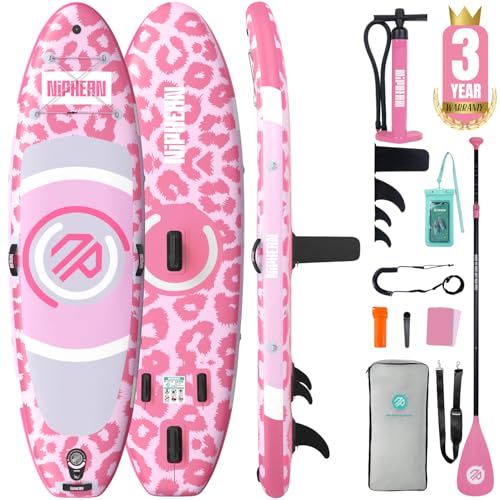 Niphean 10' Inflatable Paddle Board, Ultra-Light SUP for Beginners - color: Pink