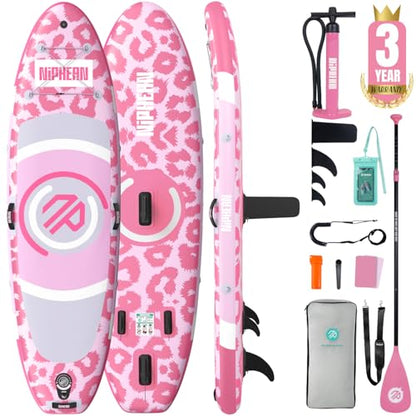Niphean 10' Inflatable Paddle Board, Ultra-Light SUP for Beginners - color: Pink