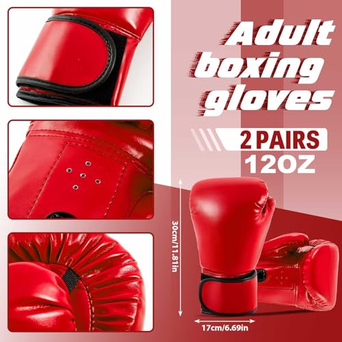 5-in-1 Kids Boxing Pads Gloves Kick Punching Mitts Set with - color: Red, size: 8 oz