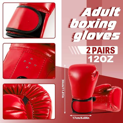 5-in-1 Kids Boxing Pads Gloves Kick Punching Mitts Set with - color: Red, size: 8 oz