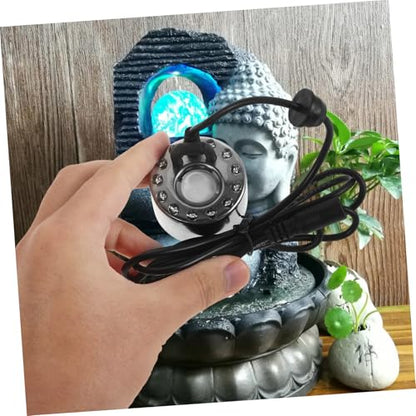 POPETPOP USB Mist Maker with LED Lights and Splash Guard for Fish Tanks Vases and Rockery Decoration Ultrasonic Fogger Enhances Garden Elegance