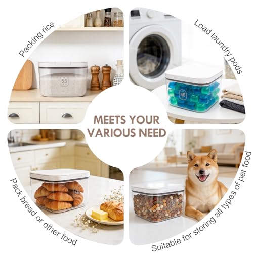 5-8Lbs/5.92Qt/5.6L Airtight Dog Cat Food Storage Container and Pet Storage Bin BPA-Free. PET Clear Stackable Dog Treat Containers for Pet Food/Rice/Dry/Cereals/Flour/Sugar/Bread