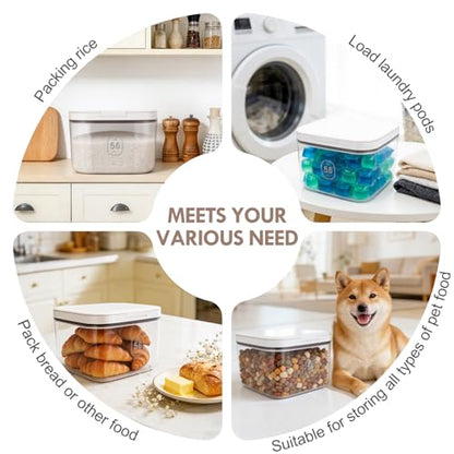 5-8Lbs/5.92Qt/5.6L Airtight Dog Cat Food Storage Container and Pet Storage Bin BPA-Free. PET Clear Stackable Dog Treat Containers for Pet Food/Rice/Dry/Cereals/Flour/Sugar/Bread