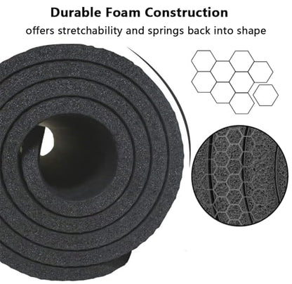 LFS Yoga Mat 72.8" x 31.5" x 2/5 inch Thick With Strap and Bag, Extra Wide - color: Black