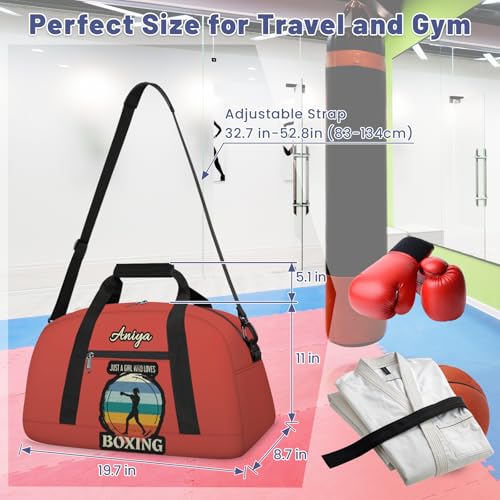 Custom Name Taekwondo Karate Duffle Bag for kids Girls - Personalized Martial Arts Gear Bag, Water-Resistant Sparring Equipment Bag, Who Loves Boxing Orange - color: Who Loves Boxing Orange