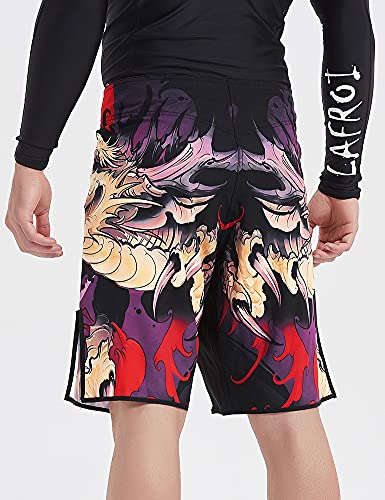 LAFROI Mens MMA Cross Training Boxing Shorts Trunks Fight Wear with Drawstring and Pocket-QJK01 - color: Blood Moon, size: X-Large