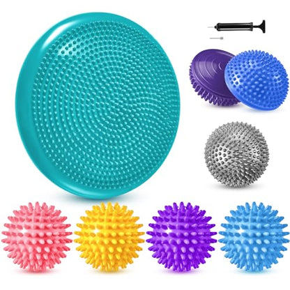 Meooeck 8 Pcs Balance Disc Set with Hand Pump - color: Fresh Colors
