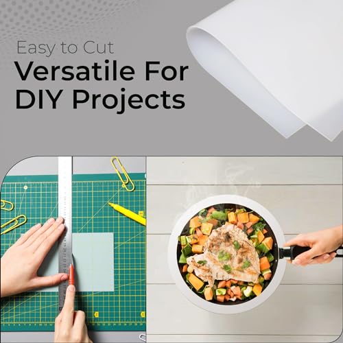 Exactly Rubber - Translucent Silicone Sheet, 50A Durometer Rubber Sheet, Semi Clear Silicone, Resistant -80 to 450°F, Food-Grade Silicone Placemat, 450% Elongation, Made in The USA, 1/32 x 12” x 18” - size: 1/32 x 12 x 18
