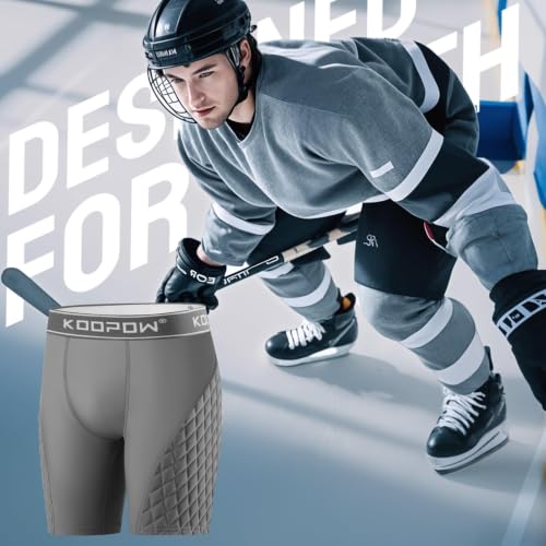 KOOPOW Men Adult Compression Padded Sliding Shorts Pants Baseball Slider - color: Grey, size: Large
