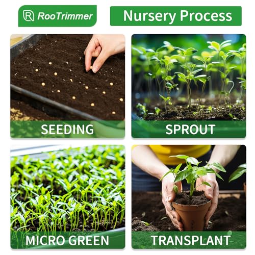 RooTrimmer Growing Trays, 1020 Plant Nursery Trays Heavy Duty Seed Starter Flat Seedling Tray for 72/128 Cell Plug Tray Transplant Growing Microgreens (21"×11", 10 Pack, 1.6" Deep, Without Holes)