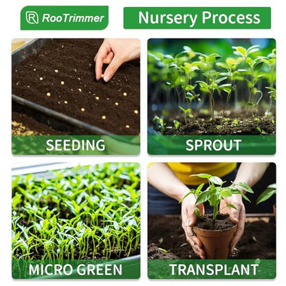 RooTrimmer Growing Trays, 1020 Plant Nursery Trays Heavy Duty Seed Starter Flat Seedling Tray for 72/128 Cell Plug Tray Transplant Growing Microgreens (21"×11", 10 Pack, 1.6" Deep, Without Holes)