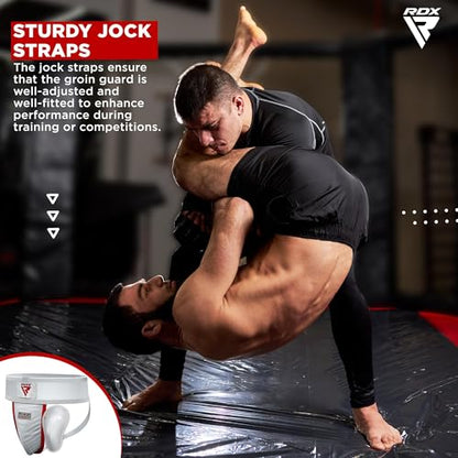 RDX Groin Protector Cup Men, Boxing Kickboxing MMA Muay Thai Sparring Groin Guard, Ventilated Adjustable,Karate Fighting Training, Underwear Jiu Jitsu BJJ Protection, Boys Youth - color: White, size: Small