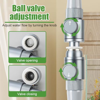 DONGKER Aquarium Double Tap Connector,Aluminum Alloy Quick Release Double Tap Valve with Water Flow Control Knob for Aquarium 12mm/16mm/20mm I.D. Water Pipe - size: 12mm
