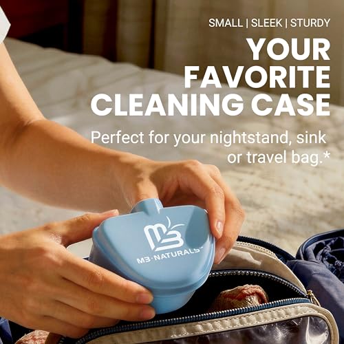 Denture Bath Case for Retainers, Phthalate-Free, No-Spill Strainer by M3 | 1 Case & Strainer for Invisalign Retainers, Baby Pacifiers, Mouth, Night & Snore Guards, Portable Soaking & Easy Rinsing - size: 1 Count (Pack of 1)
