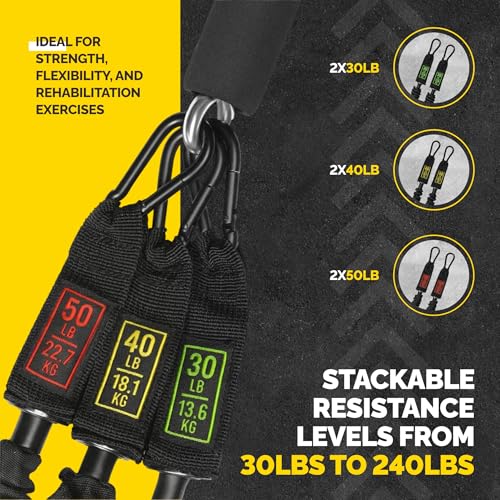 Tube Resistance Bands Set with Handles, Bar, Ankle Straps and Door Anchor - color: Military Green