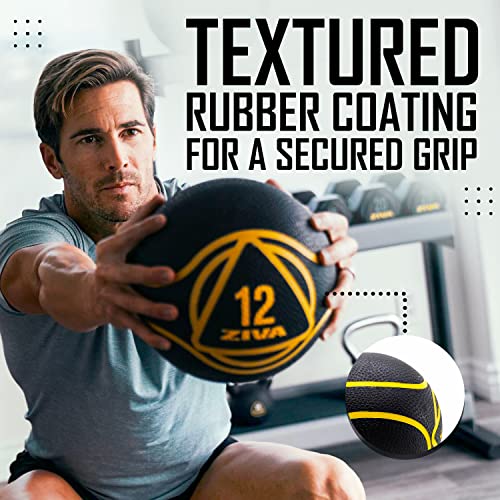 ZIVA Medicine Ball – Durable Rubber Weighted Ball with Easy-Grip Textured Shell for Core, Balance and Strength Training – Commercial Quality (Black, 4–20 lb) - style: 4lb Black