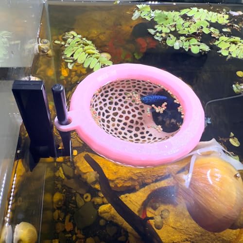 Fish Tank Floating Betta Hide，Betta or Shrimp Burrows and Hammock, Fish and Shrimp Feeder，Multifunctional Aquarium Accessories，Anchorable Location (Pink) - color: Pink