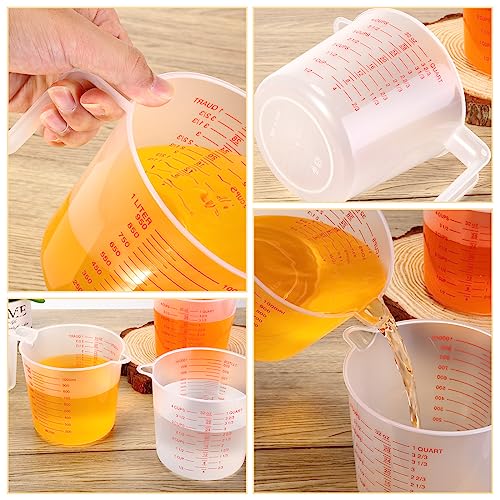 36 Pcs Plastic Measuring Cup Clear Measuring Mug with Spout and Handle Grip Capacity Clear Graduated Pitcher for Kitchen Flour Water Liquids (Red,32 oz, 4 Cups) - color: Red, size: 32 oz, 4 Cups