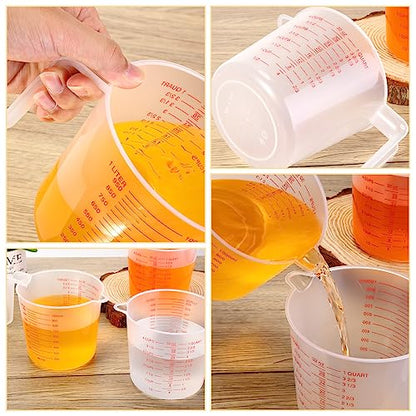 36 Pcs Plastic Measuring Cup Clear Measuring Mug with Spout and Handle Grip Capacity Clear Graduated Pitcher for Kitchen Flour Water Liquids (Red,32 oz, 4 Cups) - color: Red, size: 32 oz, 4 Cups