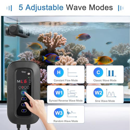 hygger Wave Maker for Aquarium, 4750 GPH Adjustable Aquarium Powerhead with External Controller, Quiet Aquarium Circulation Pump Gyre Wavemaker for Reef Tank Saltwater Freshwater Fish Tank
