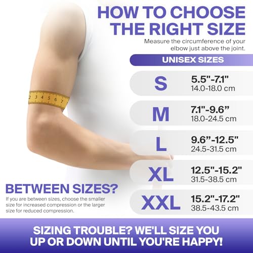DR. BRACE® Elite Elbow Brace, Breathable Elbow Compression Sleeve - color: Purple-White, size: Medium