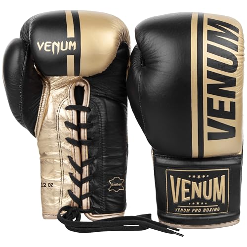 Venum Shield Pro Boxing Gloves - color: Black/Gold, size: 12oz, style: Laces