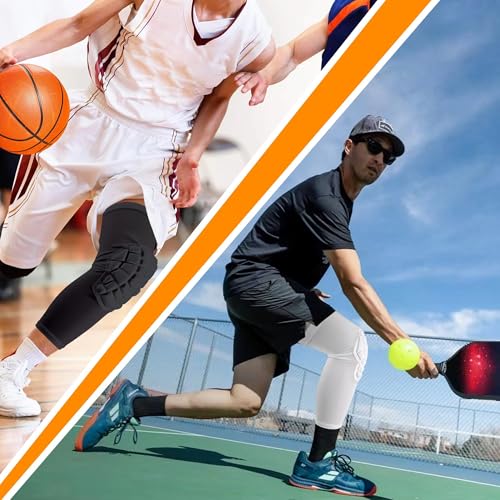 Basketball knee pads, compression leg covers for teenagers and adults, wrestling knee pads, football volleyball, pickleball, weightlifting knee pads (1 pair) (White, Small) - color: Long white, size: Small