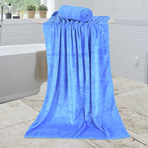 JML Microfiber Bath Towels, 4 Pack, 30" x 60", Blue - color: Microfiber Blue, size: 4 Pack (30 in x 60 in)