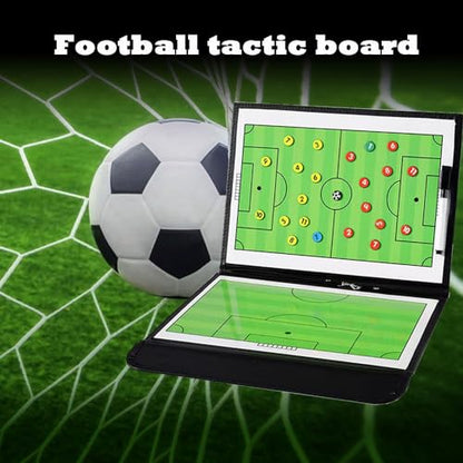 Soccer Coaching Board, Magnetic Soccer Clipboard for Coaches, Football Foldable Board with Dry Erase, Marker Pen